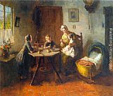 Bernard de Hoog Feeding The Little Ones painting